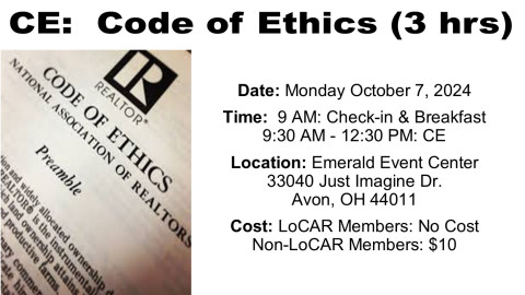 CE: Code of Ethics (3 hrs)